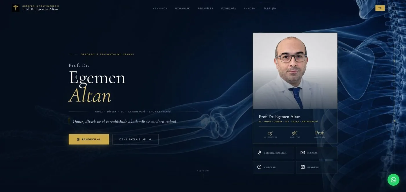 Prof. Dr. Egemen Altan web sitesi, Daenah tarafından geliştirildi