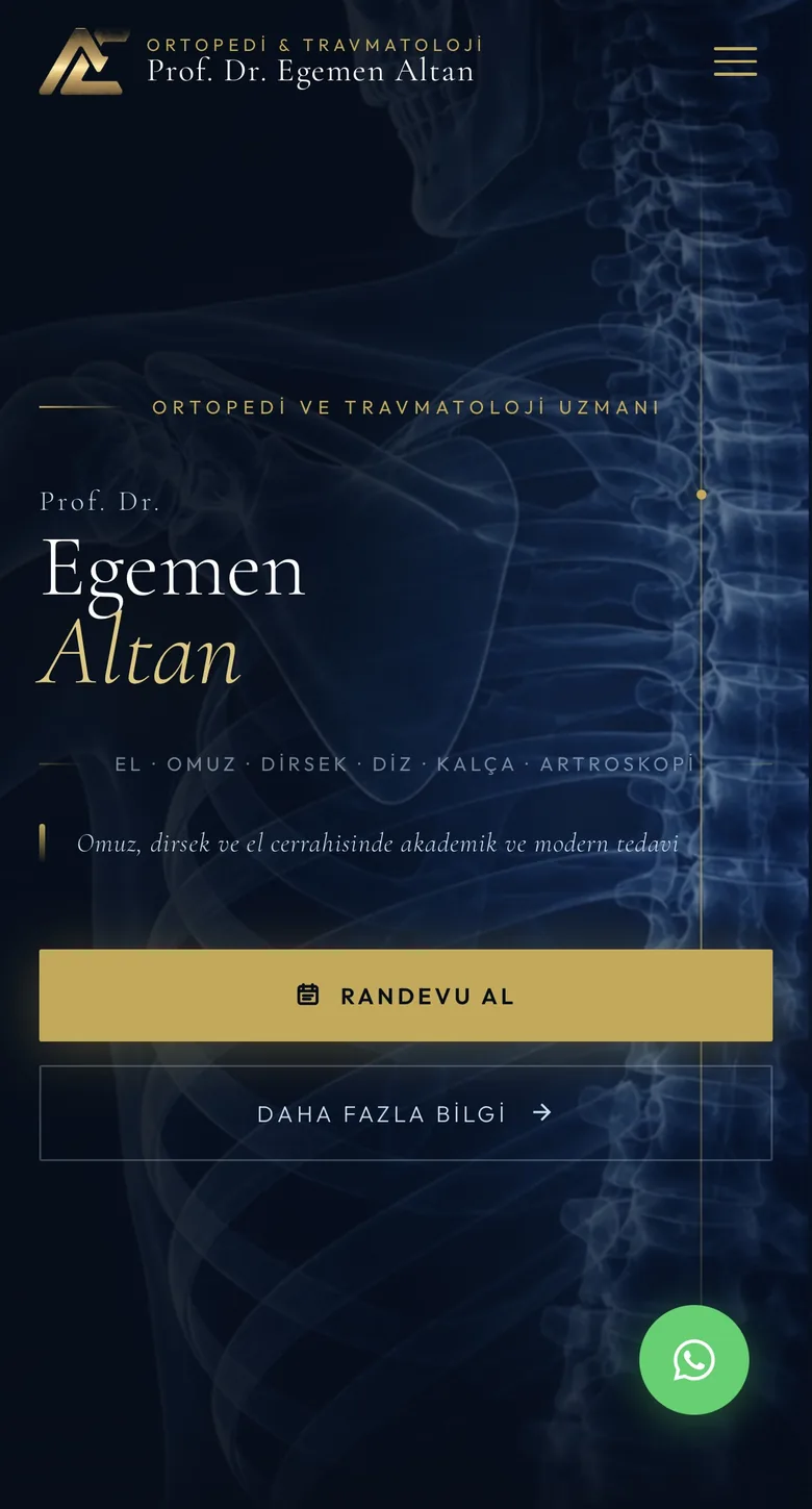 Prof. Dr. Egemen Altan website, mobile view