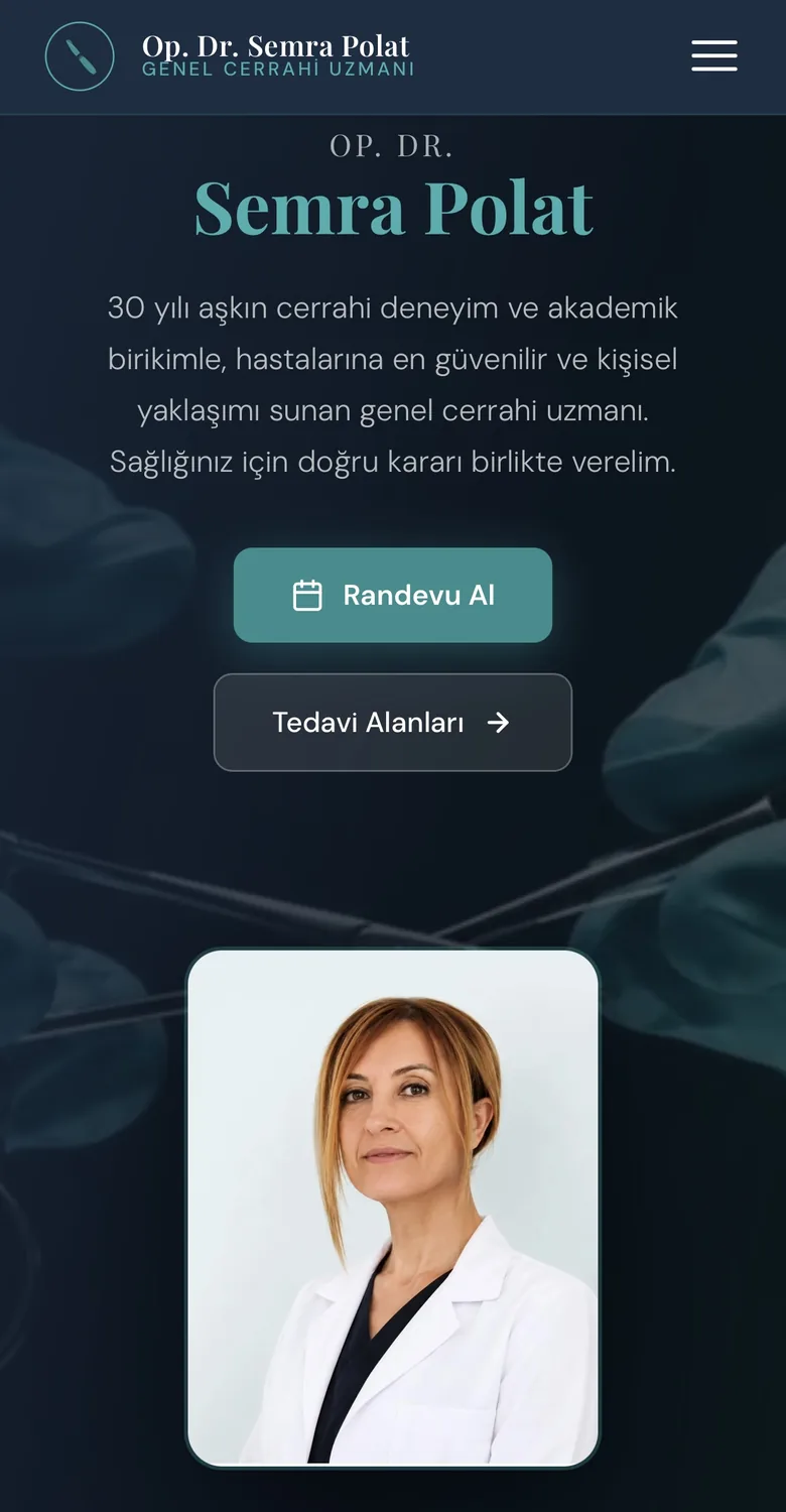 Dr. Semra Polat website, mobile view
