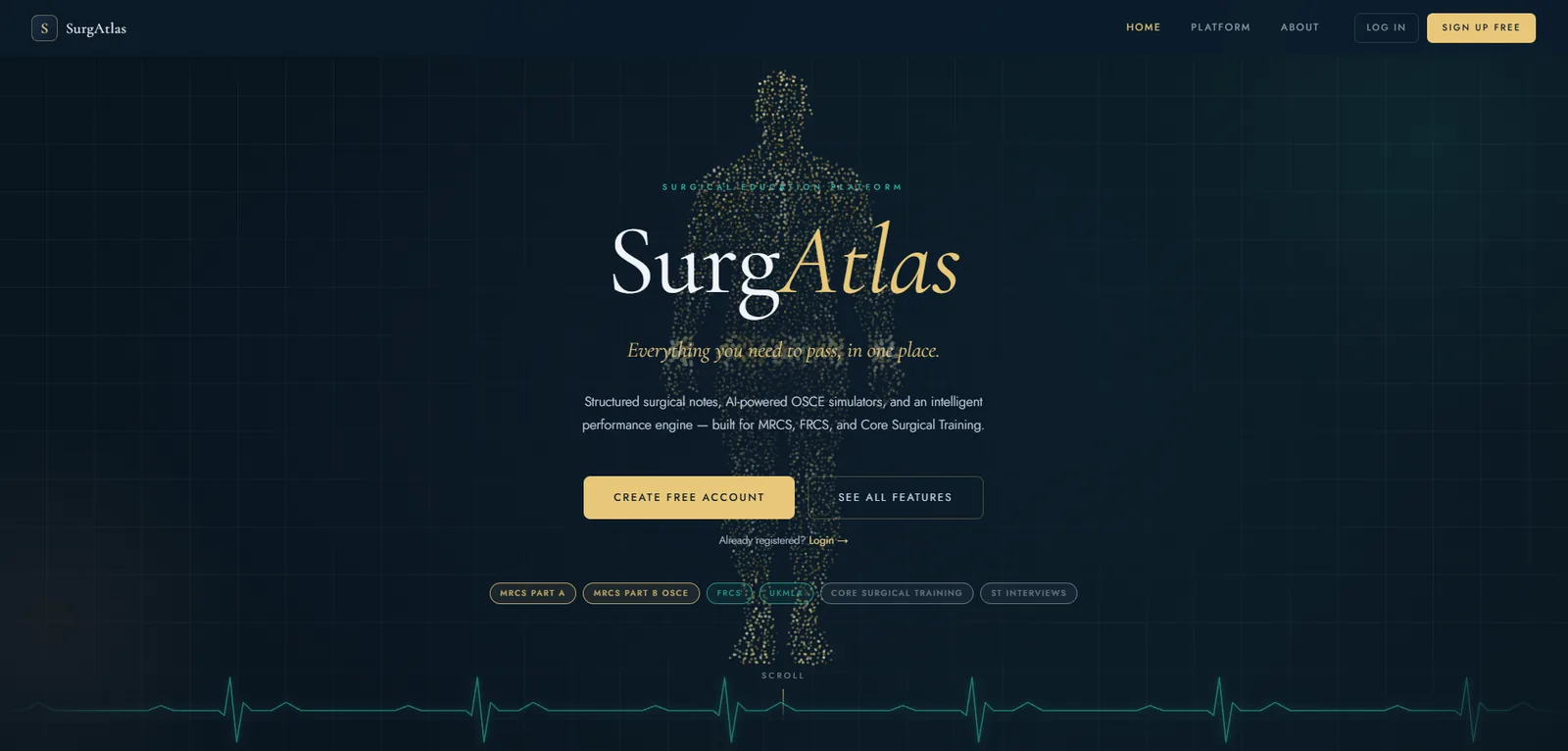 SurgAtlas ana sayfası, Daenah tarafından geliştirildi