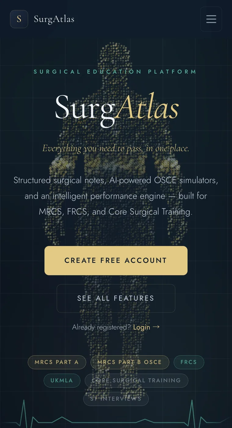 SurgAtlas mobil görünümü